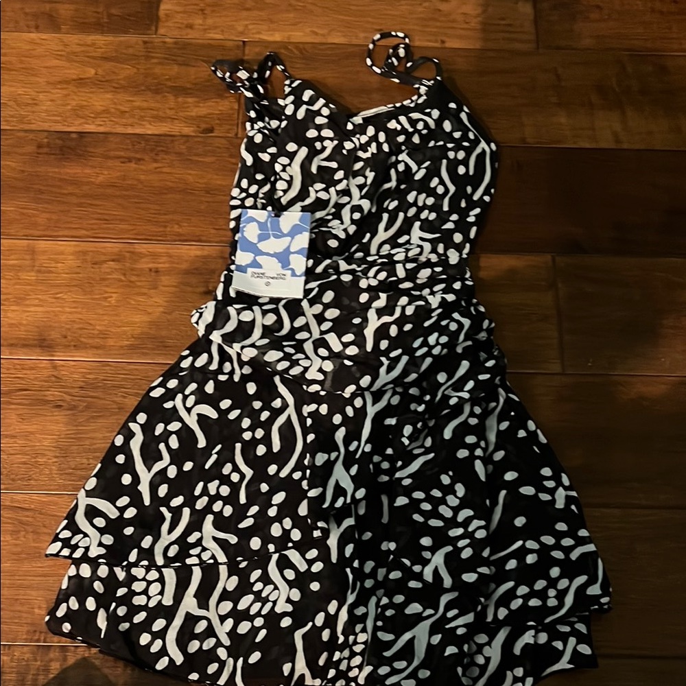 Diane Von Furstenberg x Target Black and White Spaghetti Strap Mini Dress